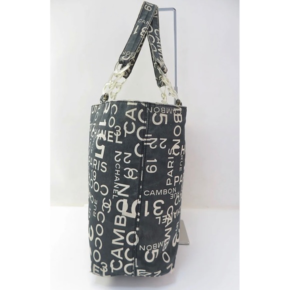 Auth Rare 🦄 CHANEL Black 31 Coco Rue Cambon Canvas Shoulder Tote Bag - Picture 4 of 12